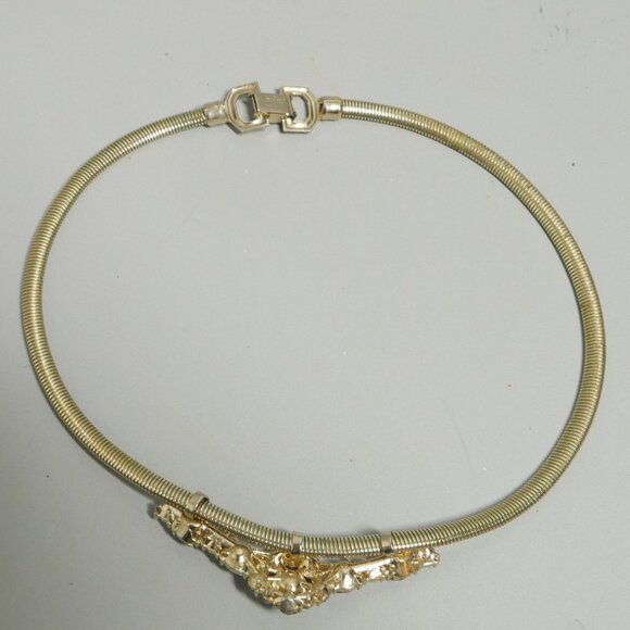 Coro VTG Pegasus Choker Sapphire Colored Rhinestones Gold Tone Necklace - Picture 7 of 7